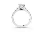 Cushion Cut Diamond Vintage Scroll Solitaire Ring in White gold with Graduated Round Side Stones_21
