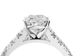 Cushion Cut Diamond Vintage Scroll Solitaire Ring in White gold with Graduated Round Side Stones_22