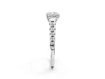 Cushion Cut Diamond Vintage Scroll Solitaire Ring in White gold with Graduated Round Side Stones_8