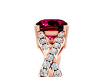 Cushion Cut Garnet Solitaire Ring in Rose gold with Interwoven Pavé Band and Prong Setting_5