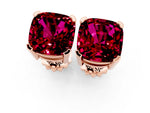 Cushion Cut Garnet Stud Earrings in Rose gold with Basket Setting_1