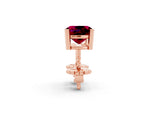 Cushion Cut Garnet Stud Earrings in Rose gold with Basket Setting_2