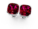 Cushion Cut Garnet Stud Earrings in Silver with Basket Setting_1