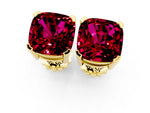 Cushion Cut Garnet Stud Earrings in Yellow gold with Basket Setting_1