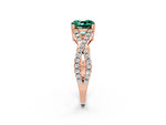 Cushion Cut Green Sapphire Solitaire Ring in Rose gold with Interwoven Pavé Band and Prong Setting_2