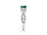 Cushion Cut Green Sapphire Solitaire Ring in White gold with Interwoven Pavé Band and Prong Setting_2