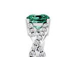 Cushion Cut Green Sapphire Solitaire Ring in White gold with Interwoven Pavé Band and Prong Setting_5