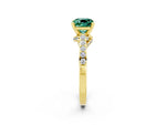 Cushion Cut Green Sapphire Solitaire Ring in Yellow gold with Crossover Gallery and Round Pavé Band_2
