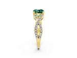 Cushion Cut Green Sapphire Solitaire Ring in Yellow gold with Interwoven Pavé Band and Prong Setting_2