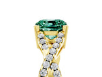 Cushion Cut Green Sapphire Solitaire Ring in Yellow gold with Interwoven Pavé Band and Prong Setting_5