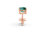 Cushion Cut Green Sapphire Stud Earrings in Rose gold with Basket Setting_2