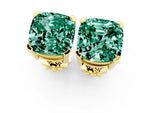Cushion Cut Green Sapphire Stud Earrings in Yellow gold with Basket Setting_1