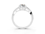 Cushion Cut Moissanite Solitaire Ring in White gold with Interwoven Pavé Band and Prong Setting_3