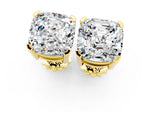 Cushion Cut Moissanite Stud Earrings in Yellow gold with Basket Setting_1
