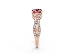 Cushion Cut Morganite Solitaire Ring in Rose gold with Interwoven Pavé Band and Prong Setting_2