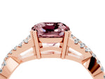 Cushion Cut Morganite Solitaire Ring in Rose gold with Interwoven Pavé Band and Prong Setting_4