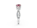 Cushion Cut Morganite Solitaire Ring in Silver with Interwoven Pavé Band and Prong Setting_8