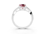 Cushion Cut Morganite Solitaire Ring in White gold with Interwoven Pavé Band and Prong Setting_3