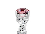 Cushion Cut Morganite Solitaire Ring in White gold with Interwoven Pavé Band and Prong Setting_5