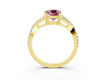 Cushion Cut Morganite Solitaire Ring in Yellow gold with Interwoven Pavé Band and Prong Setting_3
