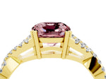 Cushion Cut Morganite Solitaire Ring in Yellow gold with Interwoven Pavé Band and Prong Setting_4