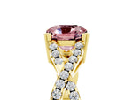 Cushion Cut Morganite Solitaire Ring in Yellow gold with Interwoven Pavé Band and Prong Setting_5