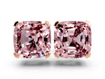 Cushion Cut Morganite Stud Earrings in Rose gold with Basket Setting
