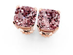 Cushion Cut Morganite Stud Earrings in Rose gold with Basket Setting_1