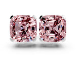 Cushion Cut Morganite Stud Earrings in Silver with Basket Setting