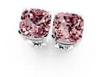 Cushion Cut Morganite Stud Earrings in Silver with Basket Setting_1