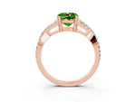 Cushion Cut Peridot Solitaire Ring in Rose gold with Interwoven Pavé Band and Prong Setting_3