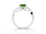 Cushion Cut Peridot Solitaire Ring in White gold with Interwoven Pavé Band and Prong Setting_3