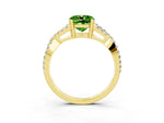 Cushion Cut Peridot Solitaire Ring in Yellow gold with Interwoven Pavé Band and Prong Setting_3