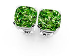 Cushion Cut Peridot Stud Earrings in Platinum with Basket Setting_1
