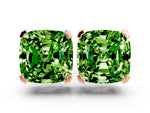 Cushion Cut Peridot Stud Earrings in Rose gold with Basket Setting