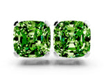 Cushion Cut Peridot Stud Earrings in White gold with Basket Setting