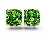 Cushion Cut Peridot Stud Earrings in Yellow gold with Basket Setting