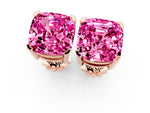 Cushion Cut Pink Sapphire Stud Earrings in Rose gold with Basket Setting_1