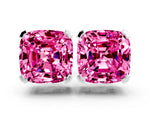 Cushion Cut Pink Sapphire Stud Earrings in White gold with Basket Setting