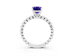 Cushion Cut Tanzanite Solitaire Ring in Platinum with Textured Beaded Band and Prong Setting_3