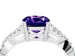 Cushion Cut Tanzanite Solitaire Ring in Silver with Interwoven Pavé Band and Prong Setting_10
