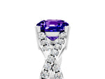 Cushion Cut Tanzanite Solitaire Ring in Silver with Interwoven Pavé Band and Prong Setting_11