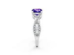 Cushion Cut Tanzanite Solitaire Ring in Silver with Interwoven Pavé Band and Prong Setting_8