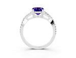 Cushion Cut Tanzanite Solitaire Ring in Silver with Interwoven Pavé Band and Prong Setting_9