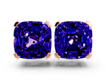 Cushion Cut Tanzanite Stud Earrings in Rose gold with Basket Setting