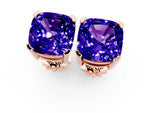 Cushion Cut Tanzanite Stud Earrings in Rose gold with Basket Setting_1