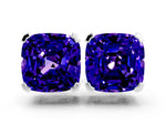 Cushion Cut Tanzanite Stud Earrings in White gold with Basket Setting