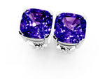 Cushion Cut Tanzanite Stud Earrings in White gold with Basket Setting_1