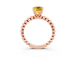 Cushion Cut Yellow Sapphire Solitaire Ring in Rose gold with Textured Beaded Band and Prong Setting_3