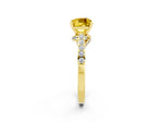 Cushion Cut Yellow Sapphire Solitaire Ring in Yellow gold with Crossover Gallery and Round Pavé Band_2